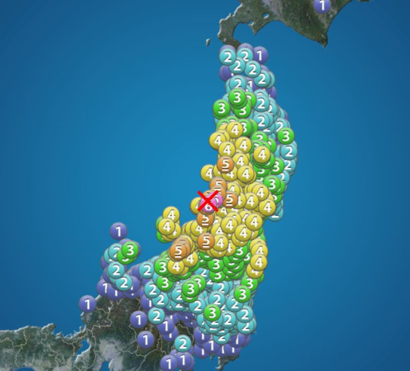新潟・山形県沖で地震　震度6強